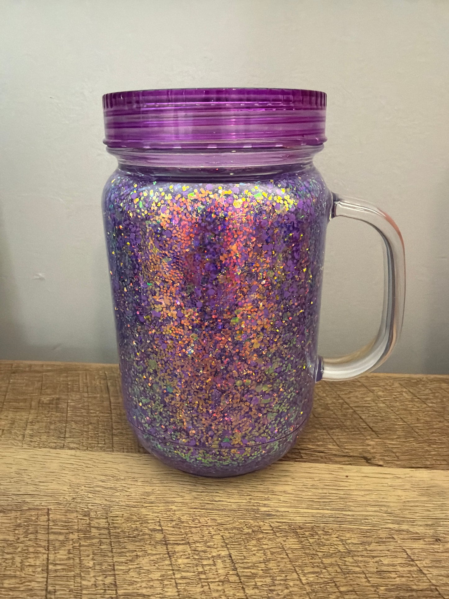 Purple glitter mason jar. No wrap