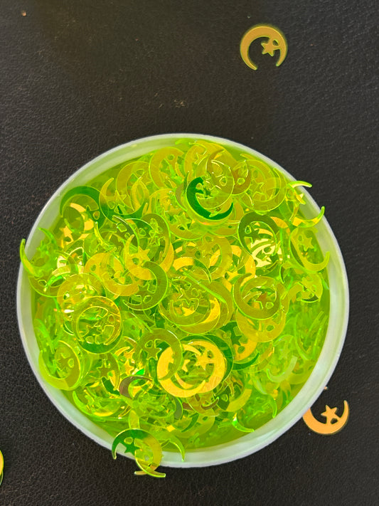 Neon green moon/star