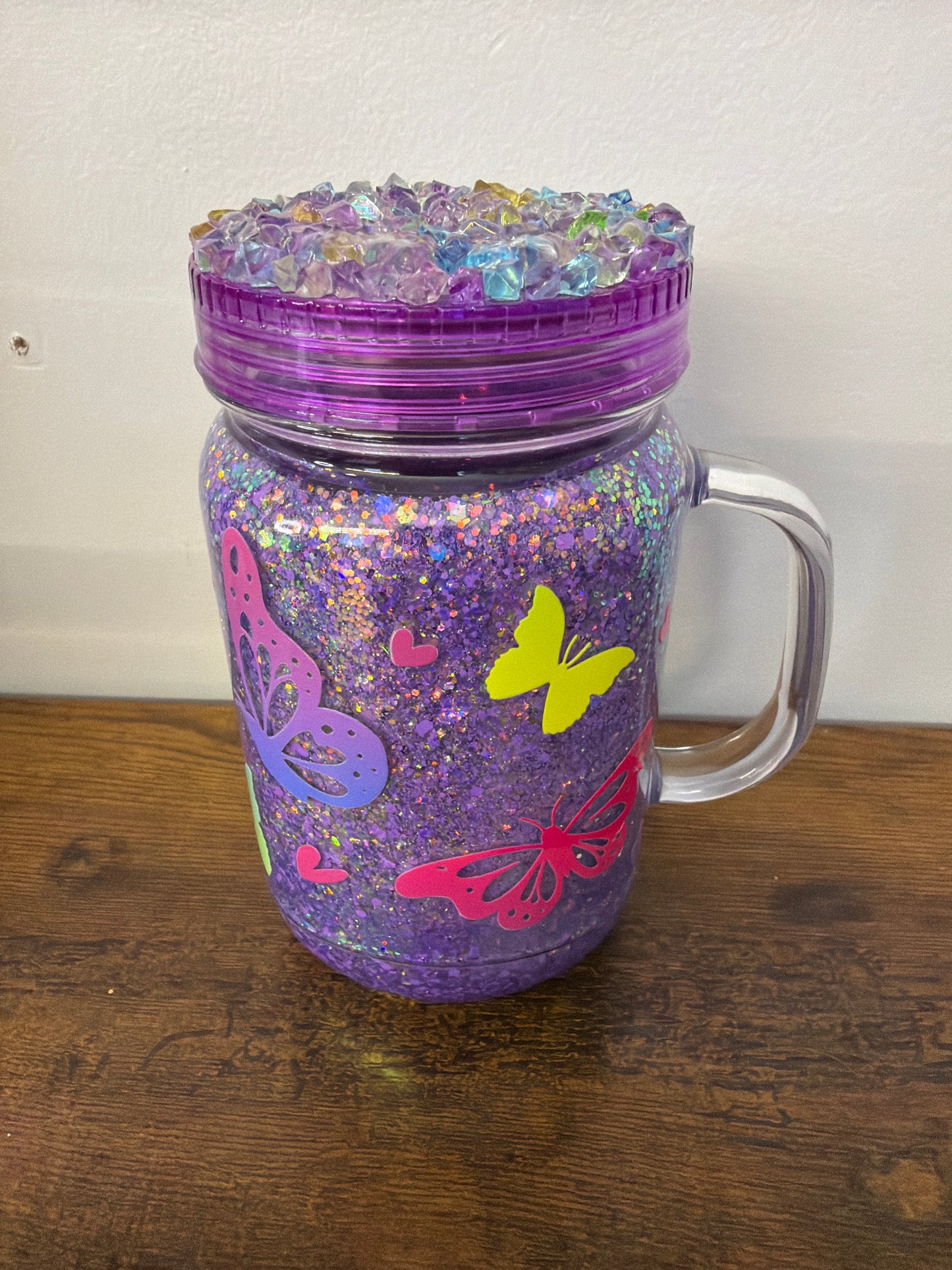 23 Purple glitter mason jar. No wrap