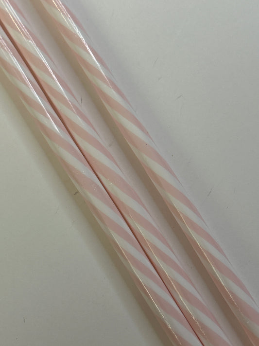 11in pink stripped straw