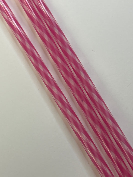 9 1/2in pink stripped straw