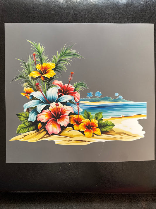 72 Tropical Floral Beach Transfer