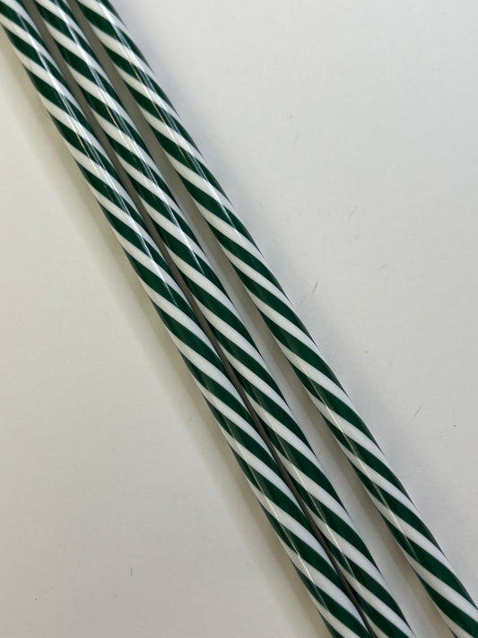 11in green stripped straw