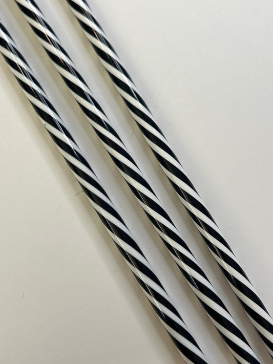 11in black stripped straw