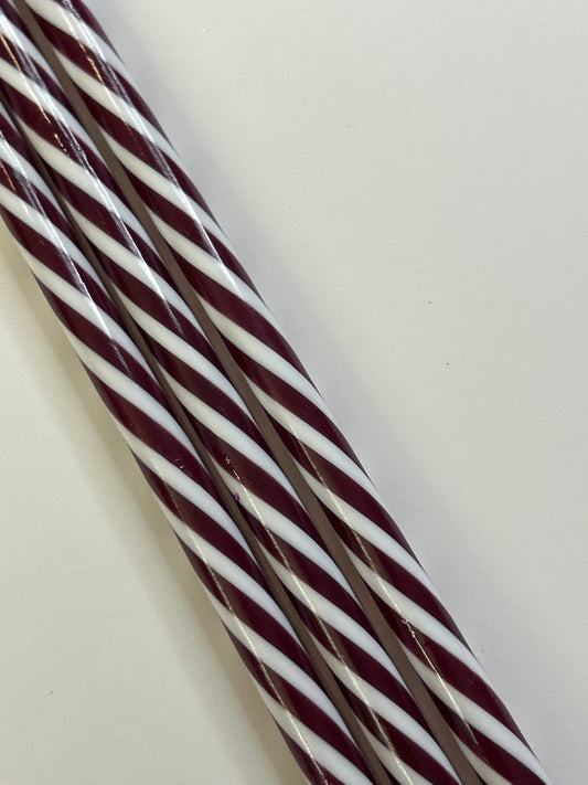 11in maroon stripped straw