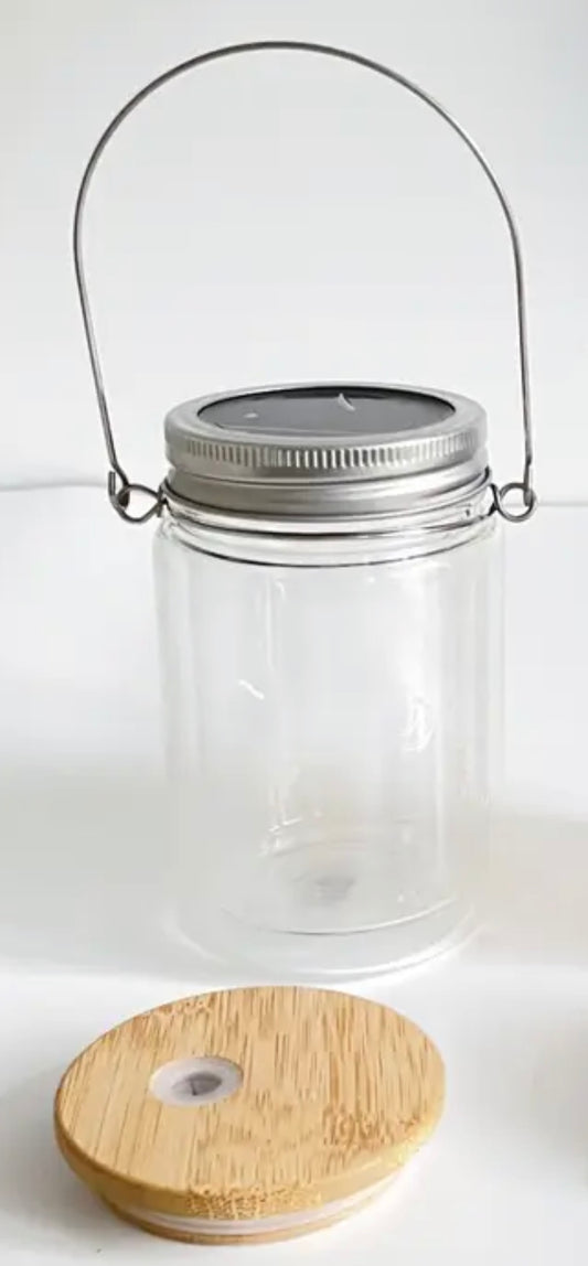 11oz Solar Lights Mason Jar  Snow Globe Glass  With With Solar Lights Bamboo Lid And Straw With 2 Lids
