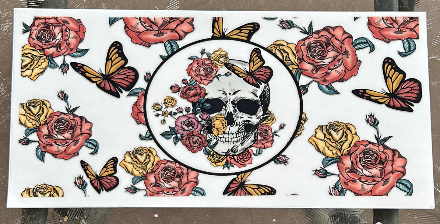 417 Skull flowers  wrap