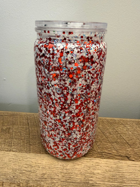 16oz acrylic red white blue glitter no wrap