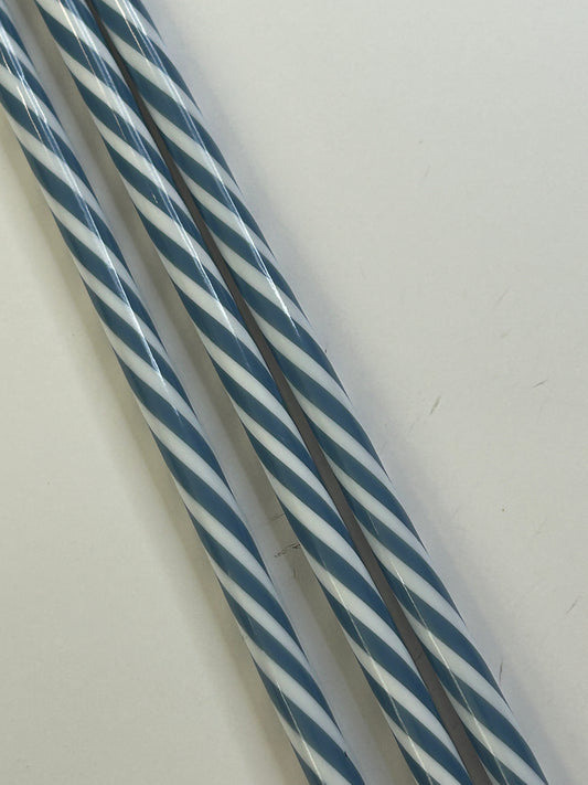 11in blue stripped straw