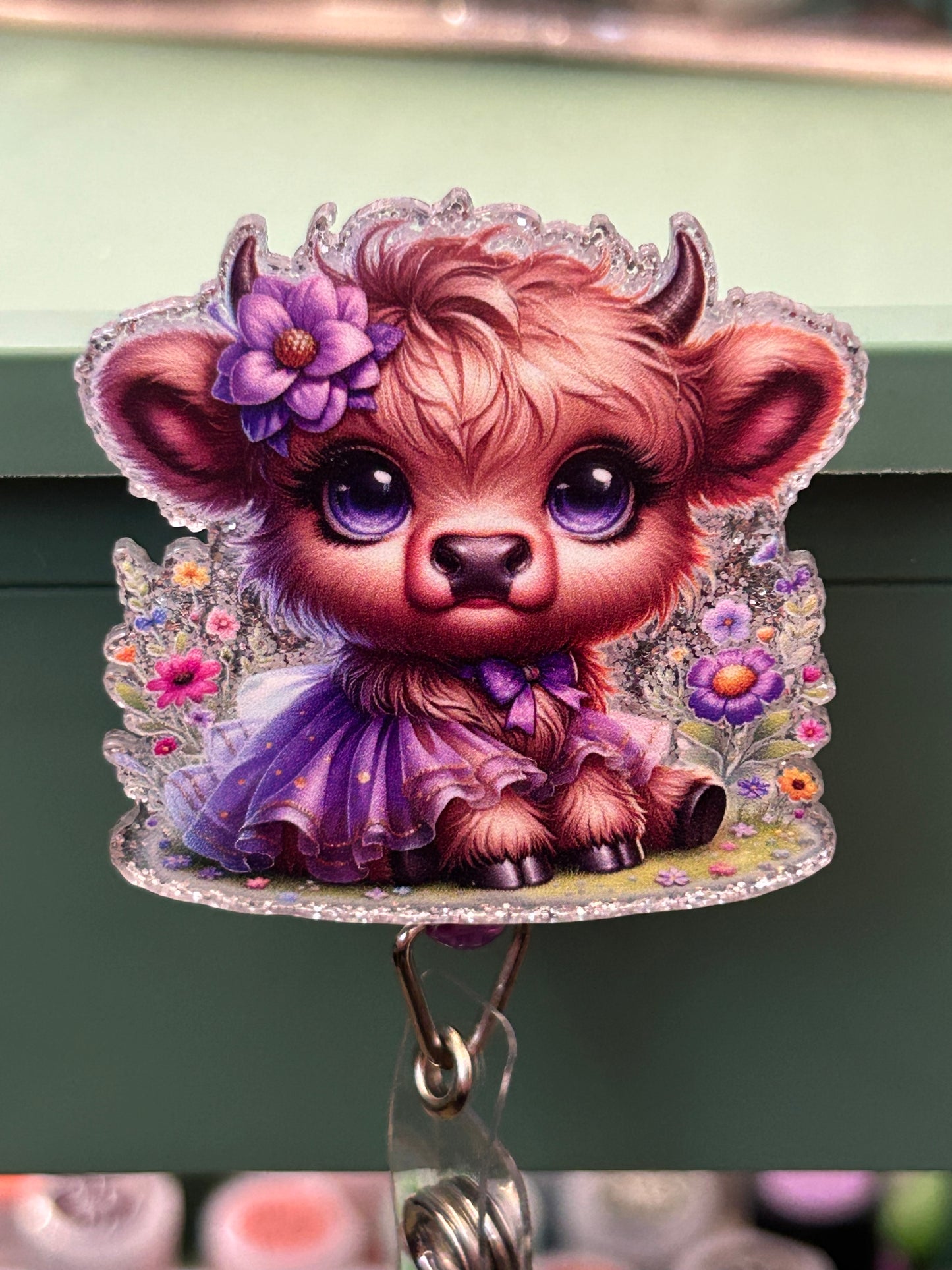 Purple Cow badge reel