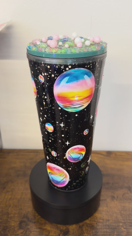 20 Black glitter 24oz with decorative lid