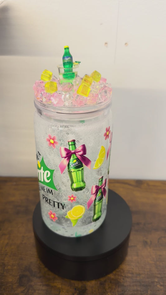 16 acrylic sprite cup with decorative lid